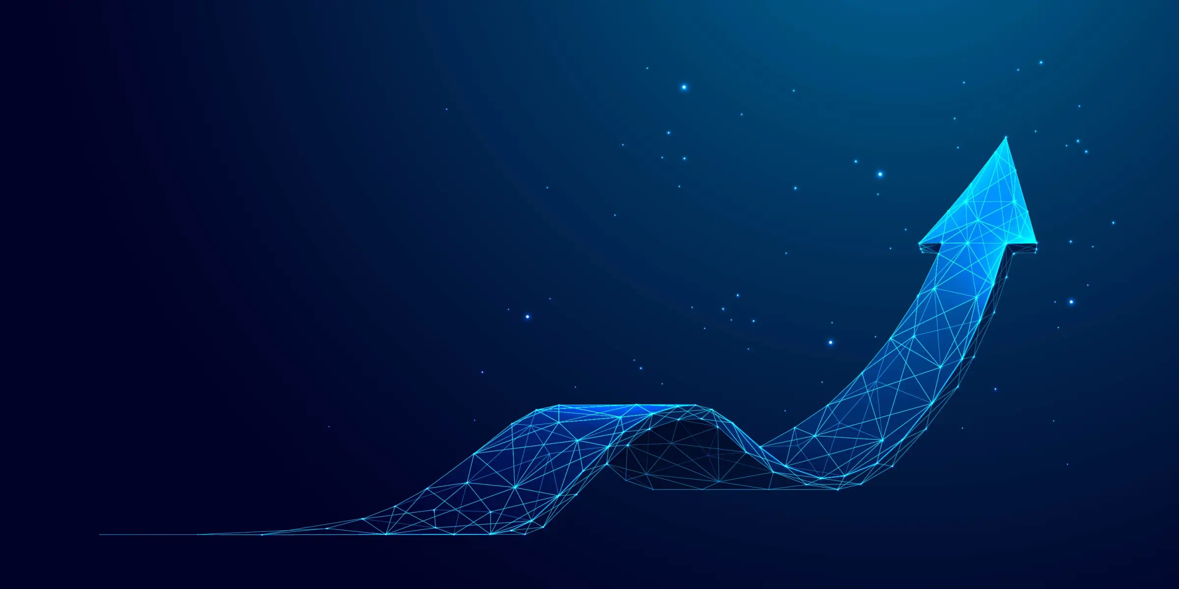 Digital growth trend line rising upward